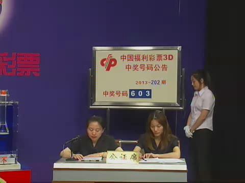 3D第2013202期开奖视频