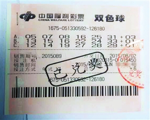 深圳福彩1000万大奖彩票票样