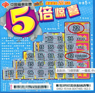 5倍惊喜奖票