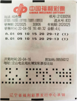 鞍山双色球二等奖中奖彩票